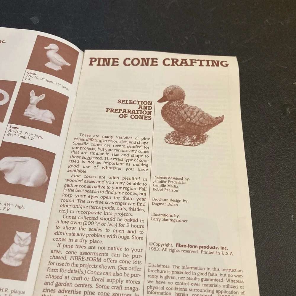 Pine Cone Crafting Fibre-Form Products‎ How To Make Duck Owl Deer Etc Book Only